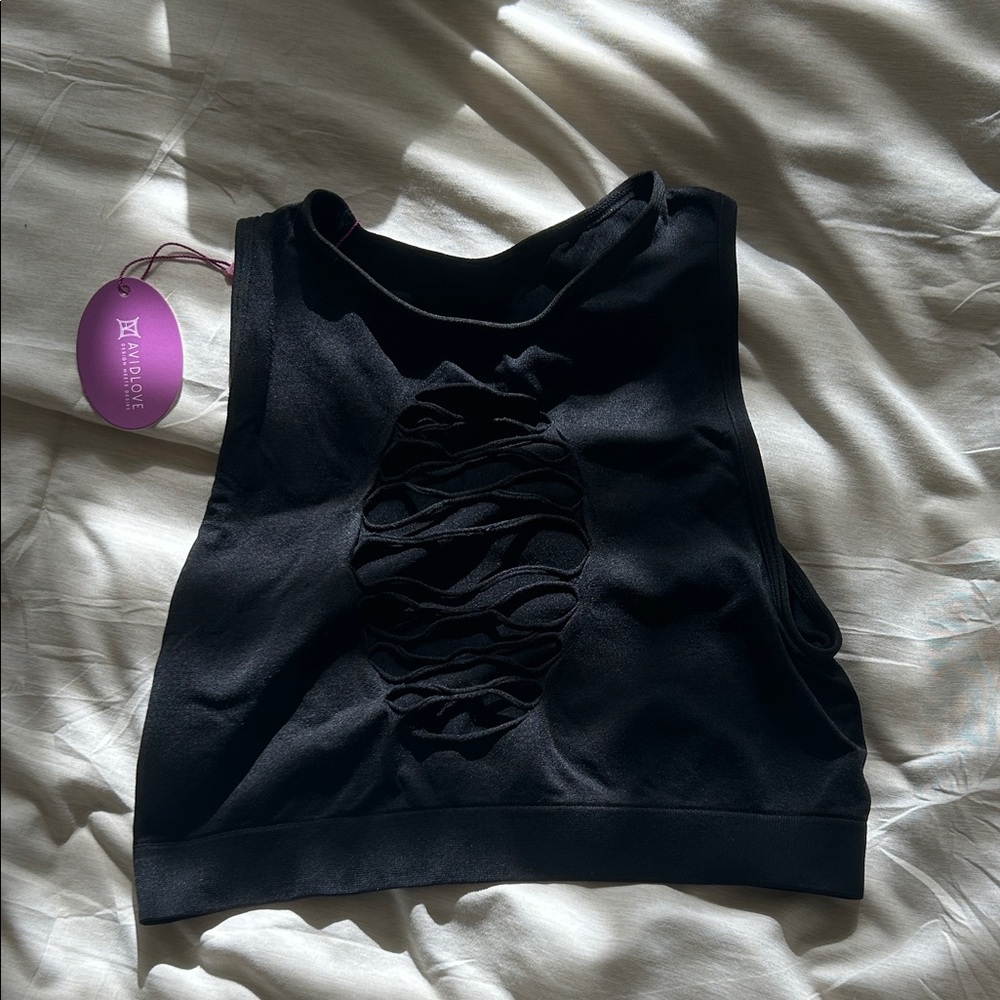 ALO Yoga Black Textured Tank Top